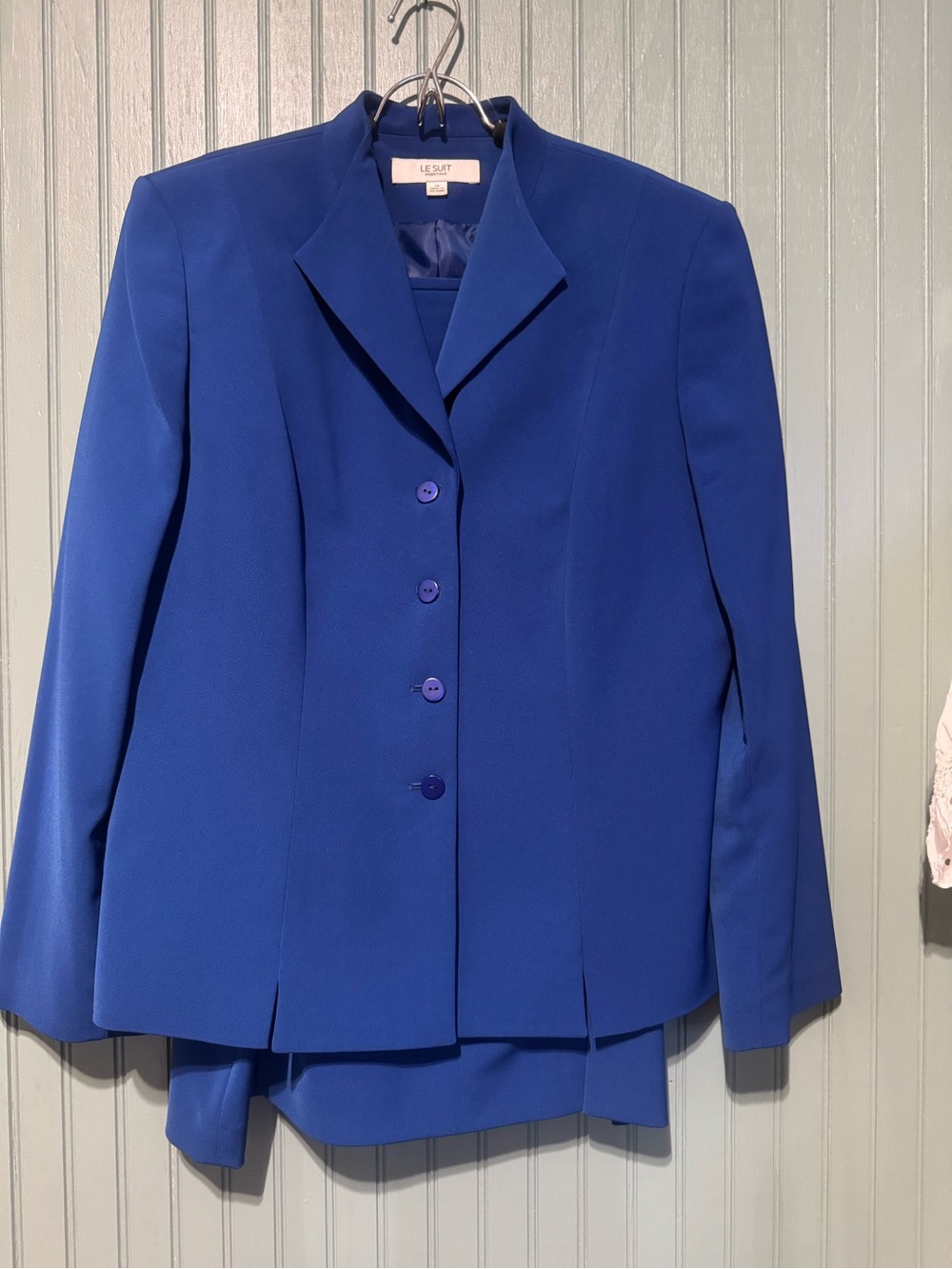 Le Suit Cobalt Blue Blazer & Skirt Set - Picture 2 of 11